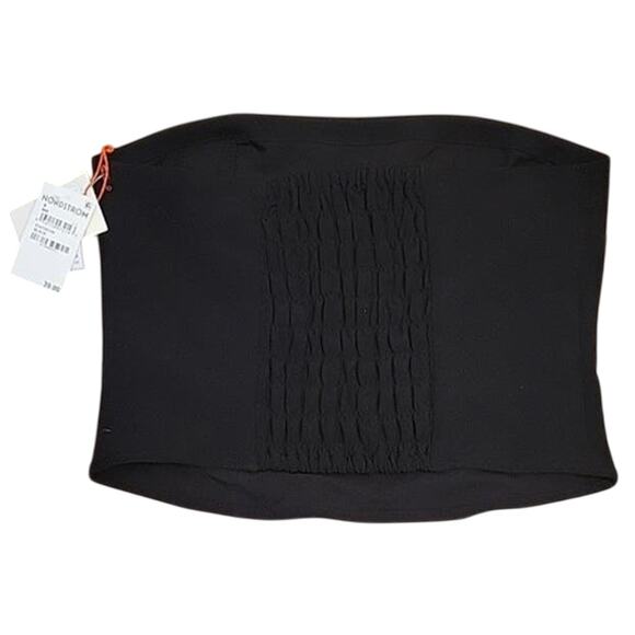 NWT Black‎ Bandeau Top Smocked Back Layering Office Siren Minimalist Elegant - S - Picture 2 of 6